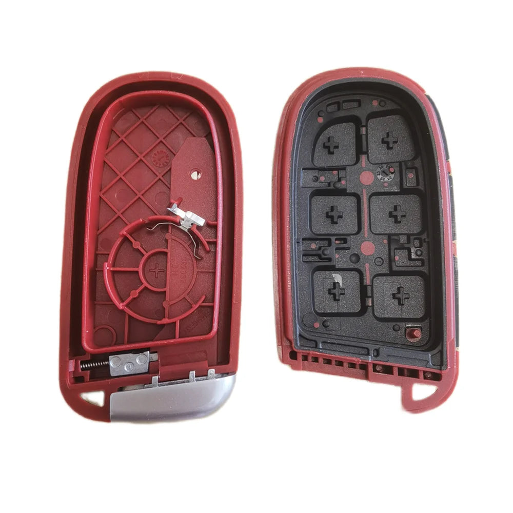 Red key fob shell replacement with blade and emblem for a Dodge and SRT key fob