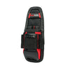Black and red compact clip-on tool pouch with a belt holster.