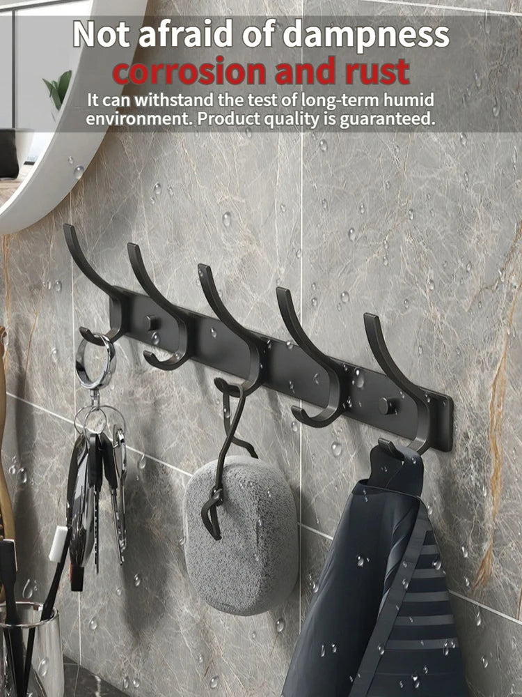 No-Drill Wall-Mounted Coat Rack with 6 Hooks