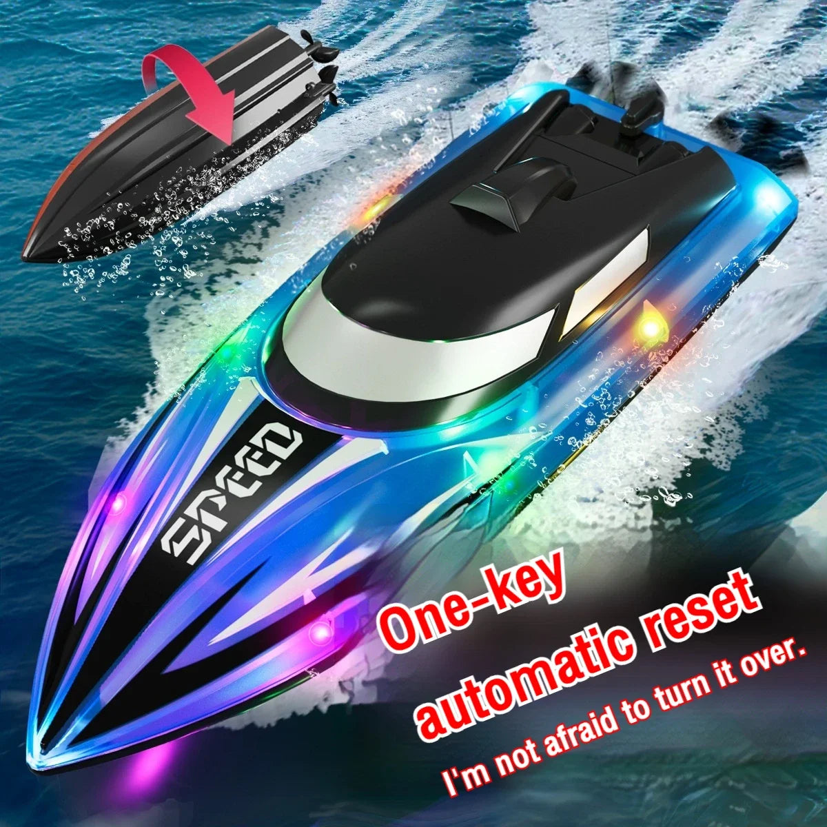 High-Speed Remote Control Speedboat with Double Propellers