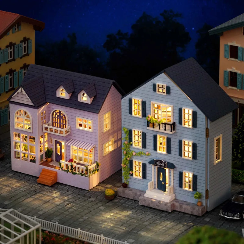DIY Miniature Wooden Dollhouse Kit with Lighting
