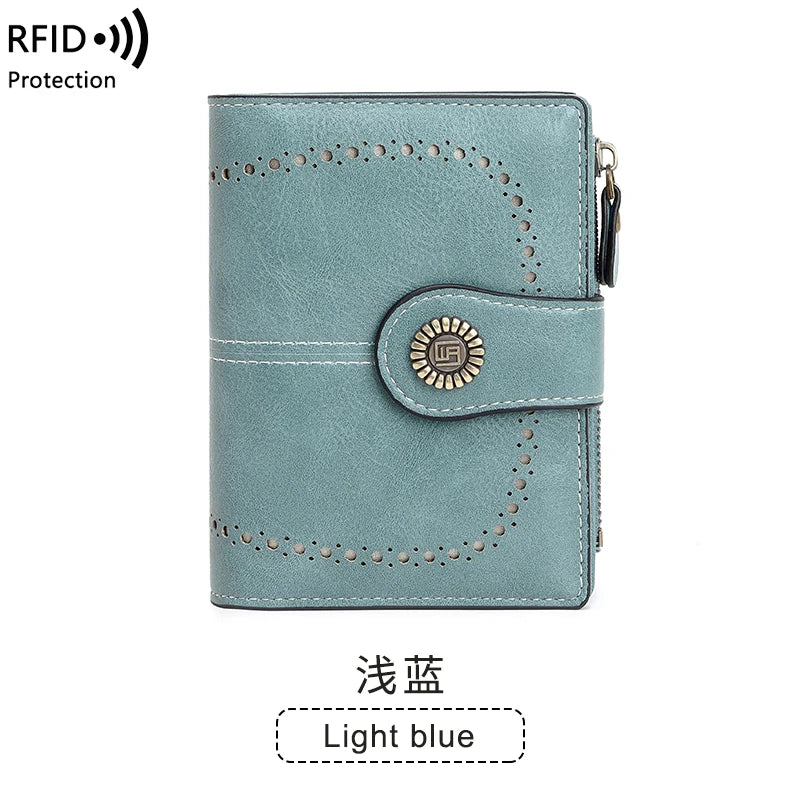 Vintage RFID-Blocking Tri-Fold Wallet with Ample Storage