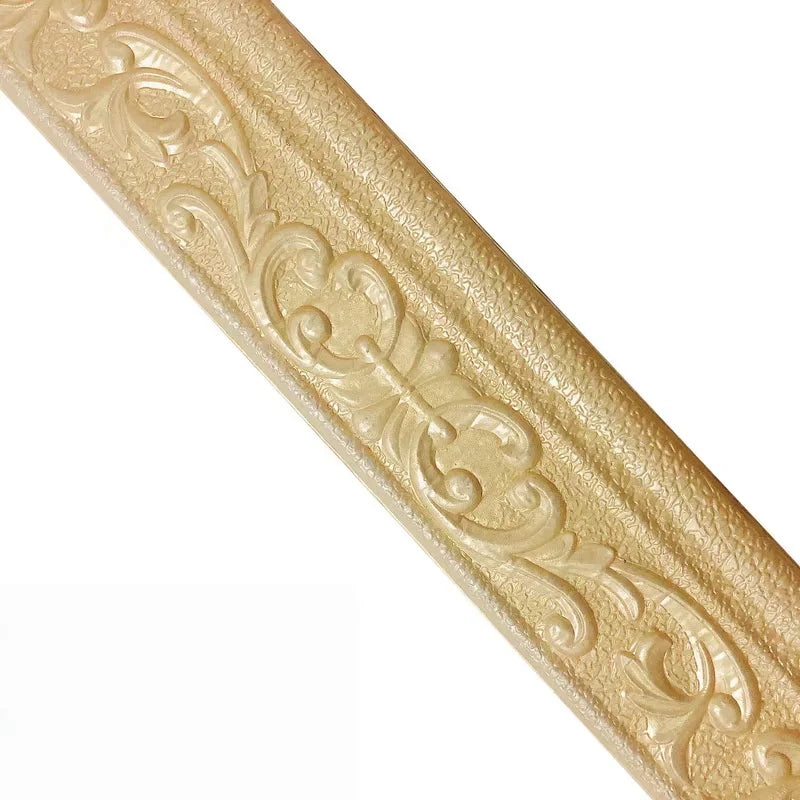 Gold textured foam wall trim border sticker for skirting lines and wall decor