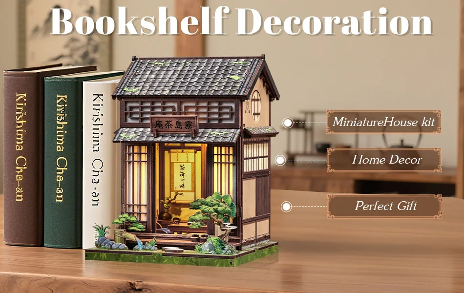 Book Nook DIY Wooden Miniature Kit with LED Lighting