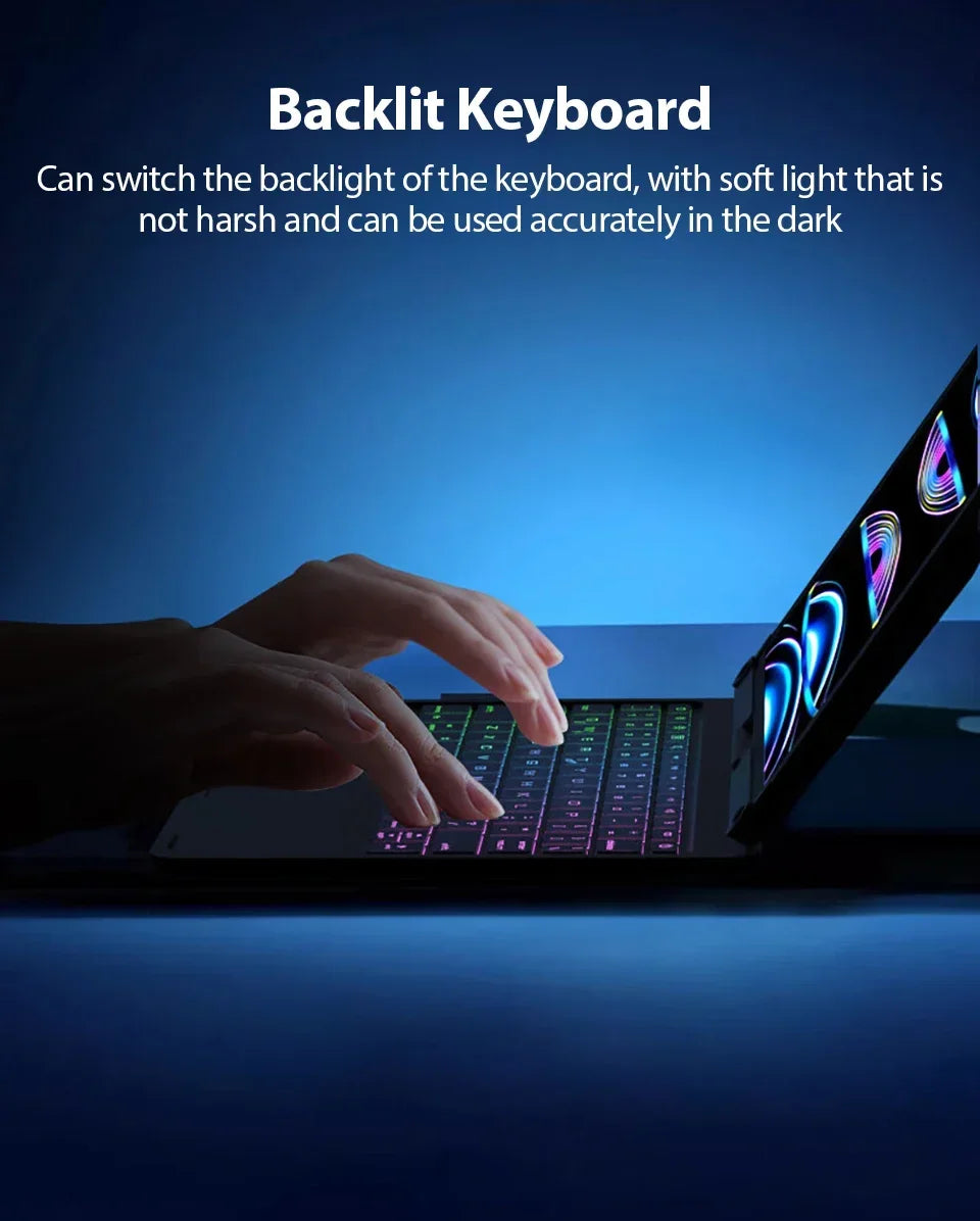 Backlit 360° Rotatable Keyboard Case for iPad with Pencil Holder