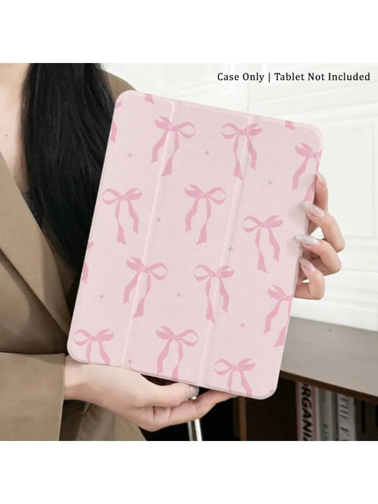 Pink Bowknot Tri-Fold Case for iPad