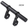 Black aluminum alloy bicycle handlebar extender mount with a 20cm length.