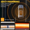 Close-up view of an LED rooftop strobe light bar illuminating a vehicle and showing its 360-degree coverage.