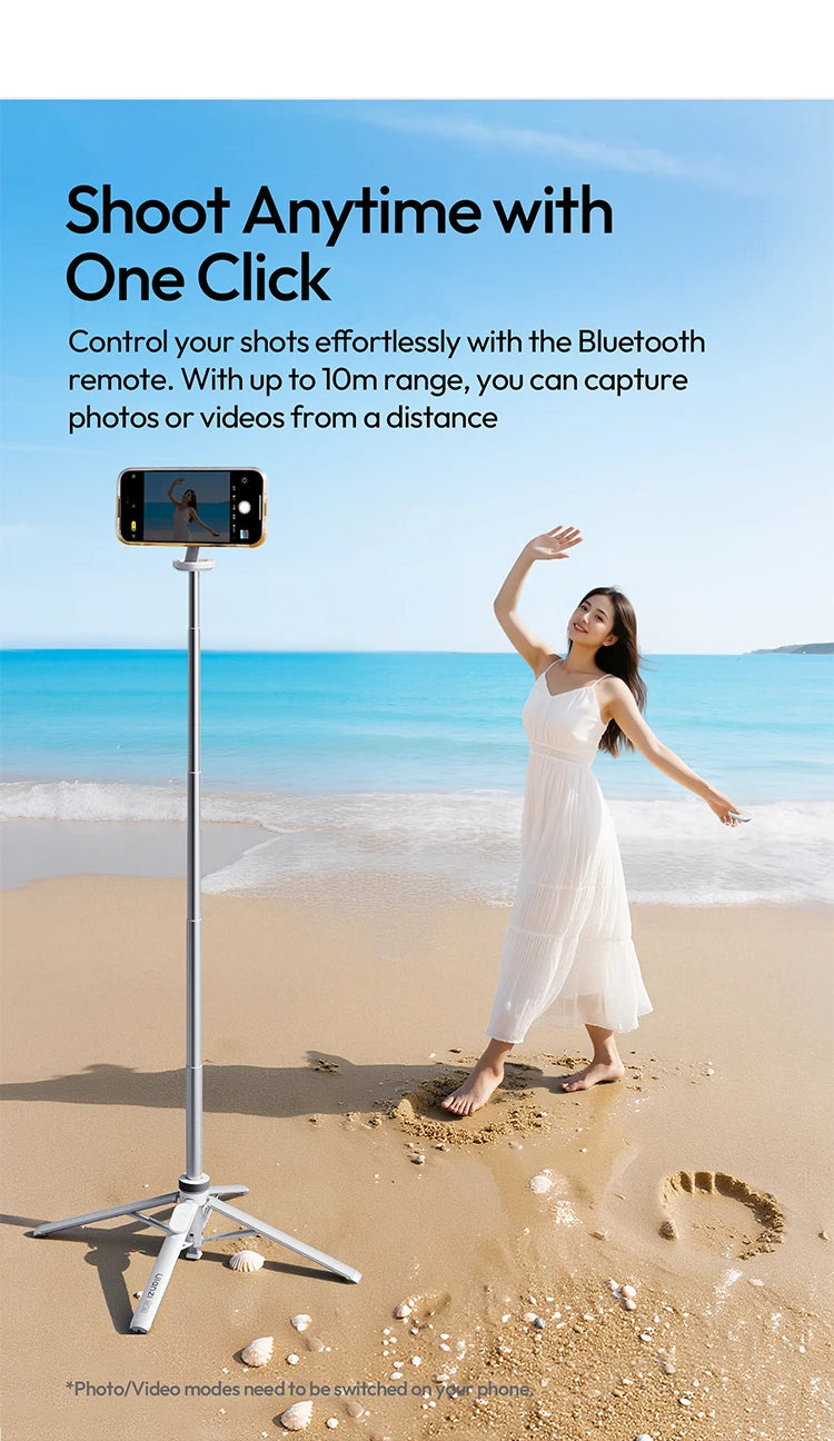 Portable Phone Tripod with Magnetic Mount and Wireless Remote