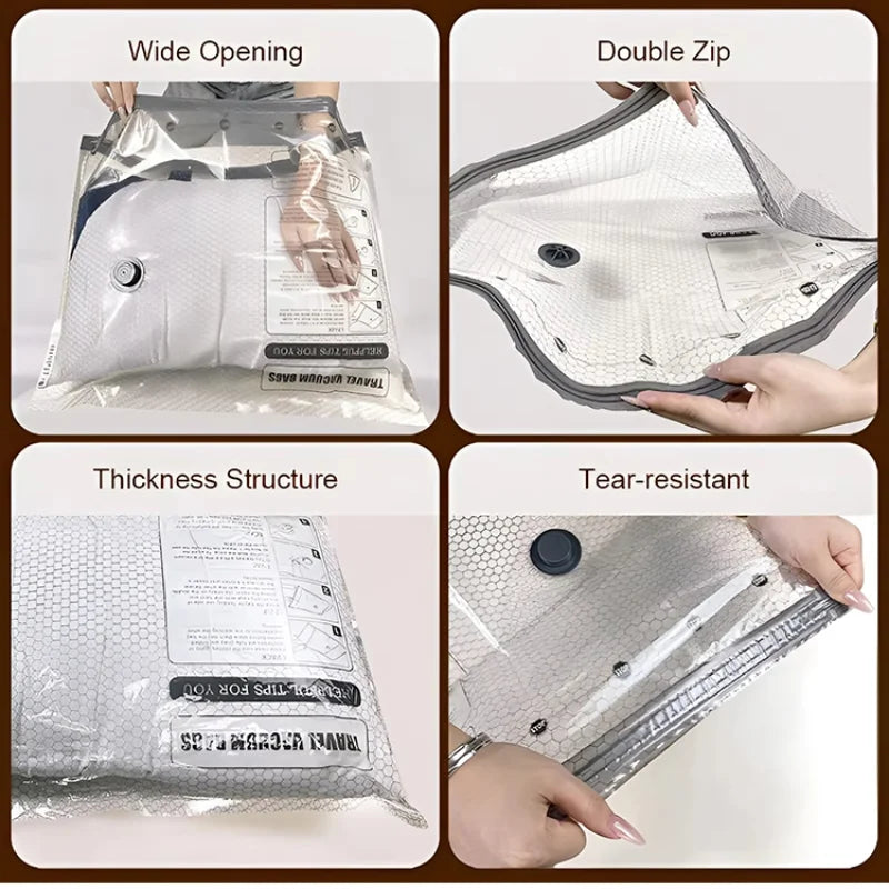 Cordless Compression Travel Vacuum Bags with Rechargeable Pump