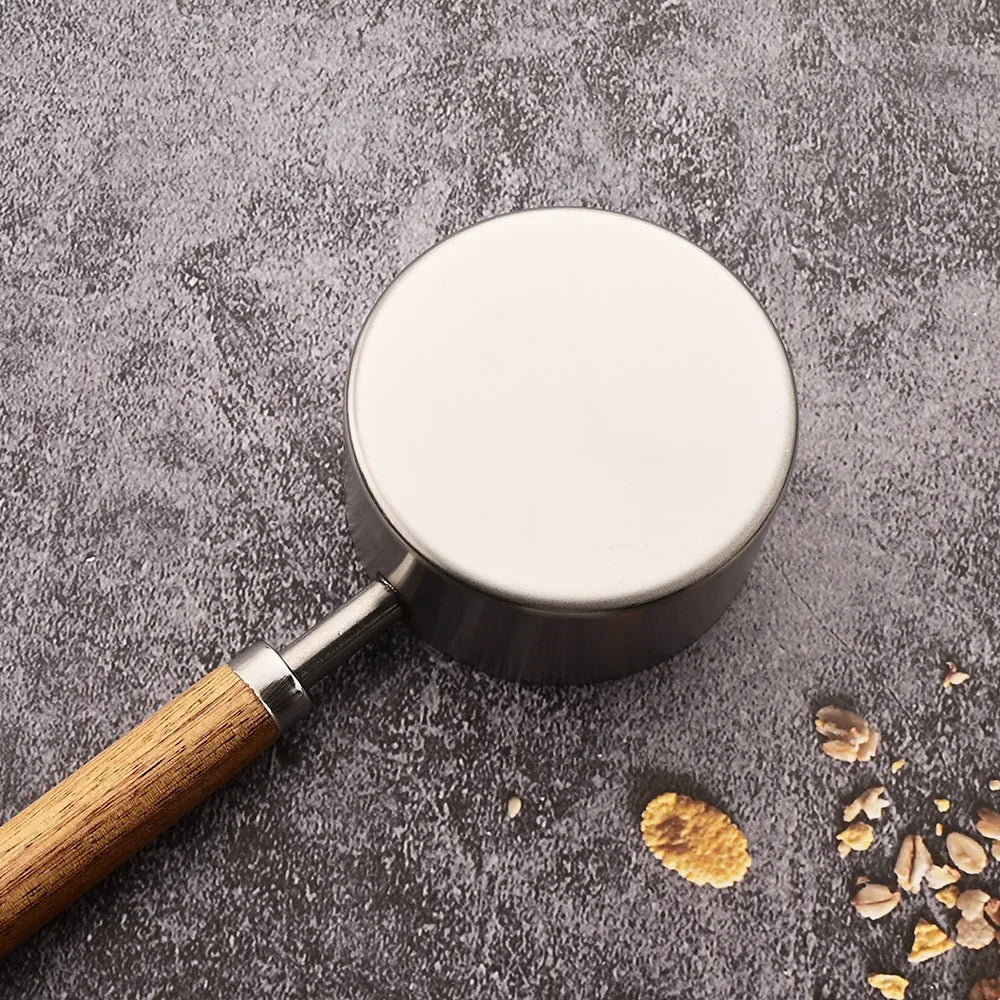 Stainless Steel Measuring Cup and Spoon Set with Wooden Handles