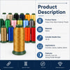 A spool of heavy-duty nylon sewing thread in various colors is shown next to a sewing needle.