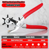 Silver and red multifunctional punching pliers with a grip for various tasks
