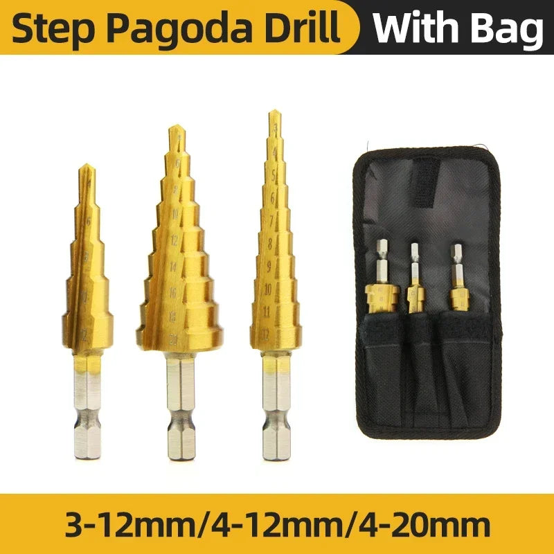 Titanium Step Drill Bit Set — 4 to 20mm Multi-Size Cone Drill