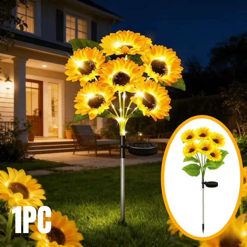 Solar-Powered LED Sunflower Garden Lights