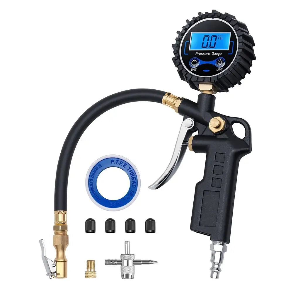 Digital Tire Pressure Gauge with Inflator and Locking Chuck