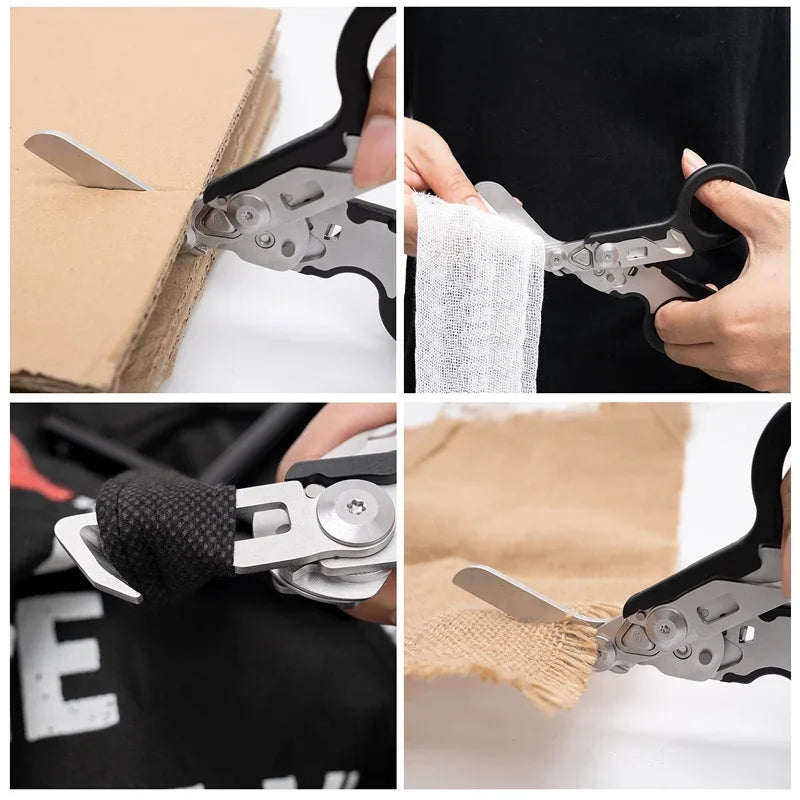6-in-1 Foldable Emergency Rescue Scissors with Safety Hammer