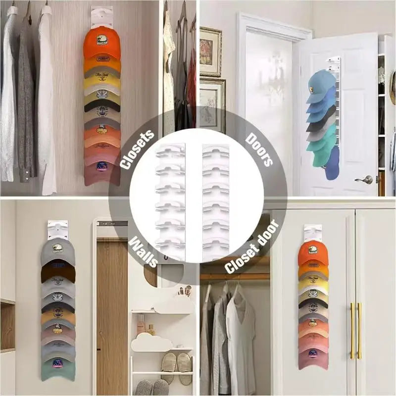 Wall-Mounted Cap Rack for Hat Storage and Organization