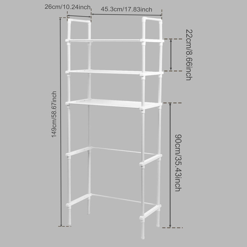 3-Tier Over-the-Toilet Storage Rack with Hooks