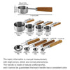 Stainless Steel Measuring Cup and Spoon Set with Wooden Handles