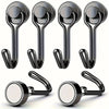 A set of heavy duty magnetic hooks in black metal, shown from various angles.