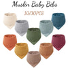 100% Cotton Muslin Baby Bibs with Adjustable Snaps – Multi-Use Drool & Burp Cloths (10/20/30 Pack)