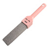 A pink pumice stone toilet and bathroom cleaning brush with a handle.