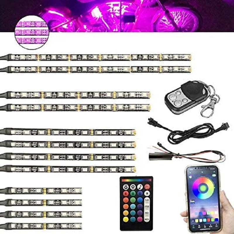RGB Motorcycle Under-Glow LED Light Kit with Remote