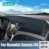 Custom fit dashboard sun shield for a Hyundai Sonata i45 vehicle.