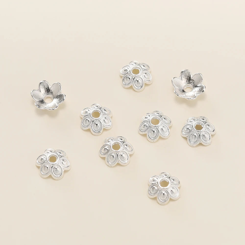 Decorative Flower Bead Caps for Jewelry Making – 50 Pack