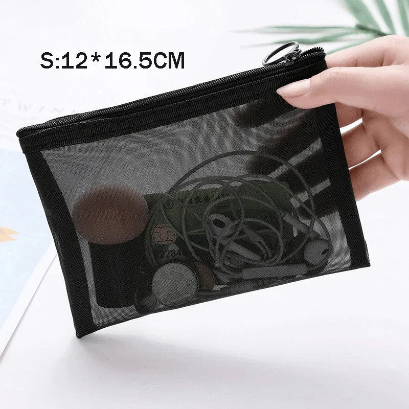 Breathable Mesh Makeup Bag Organizer - Multi-Purpose Travel Toiletry Pouch