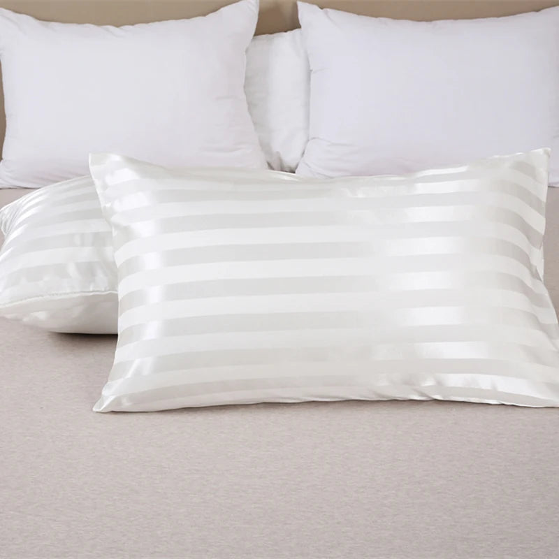 Luxurious Satin Stripe Pillowcase with Envelope Closure
