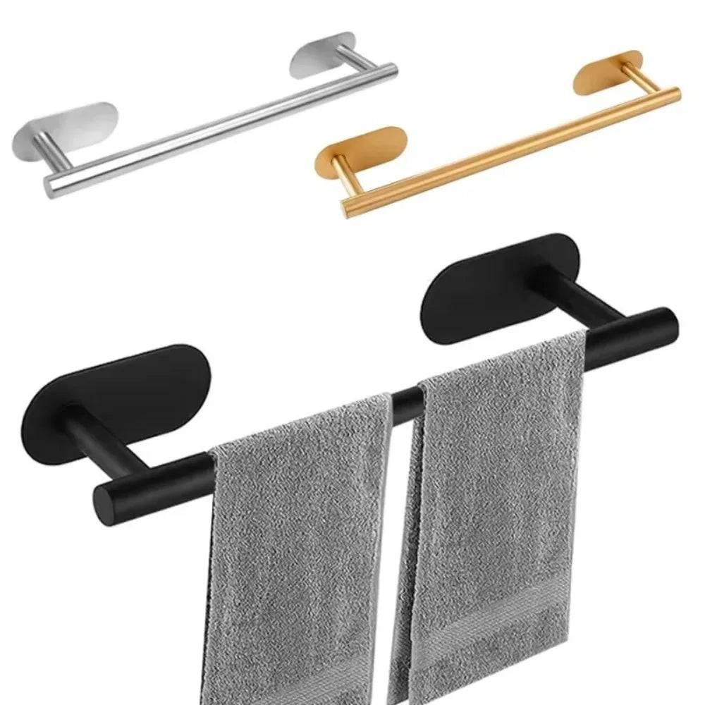 Adhesive Stainless Steel Towel Bar - No Drill Wall Mount