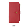 A red RFID blocking extra-large bifold wallet with a double zipper security feature.