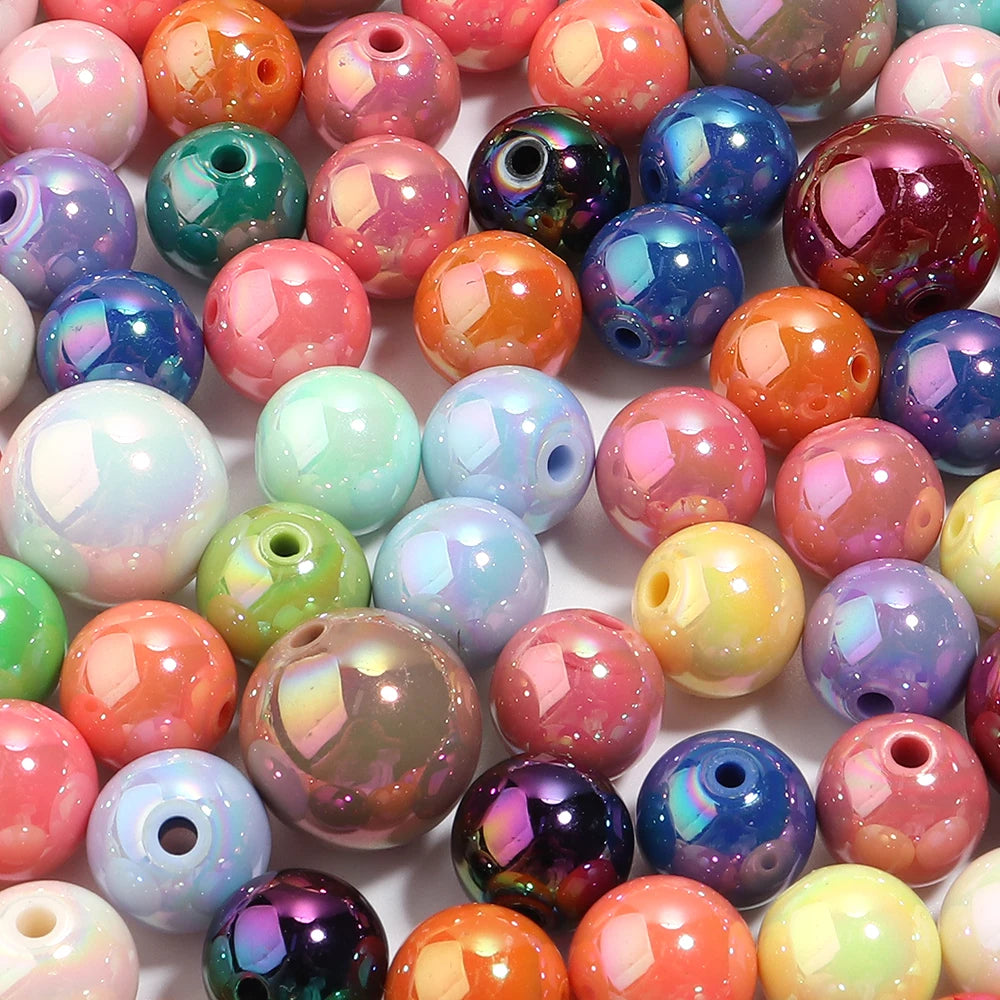 AB Color Acrylic Round Beads for Jewelry Making