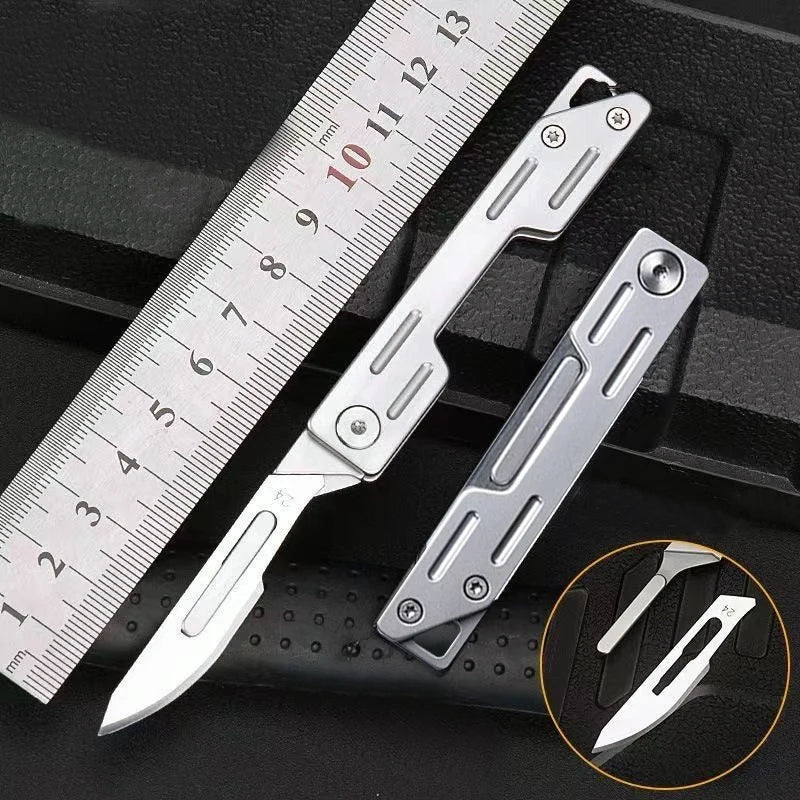 Folding Keychain Knife with 10 Spare Blades