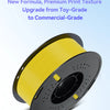 A yellow spool of PLA 3D printer filament is shown against a white background.