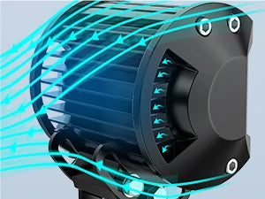 Close-up view of a black LED flood light pod assembly for off-road vehicles.