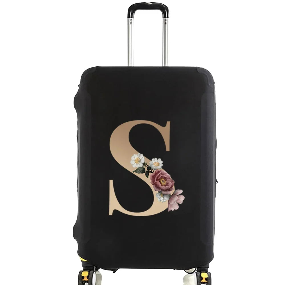Elastic Luggage Cover with Gold Letter Design