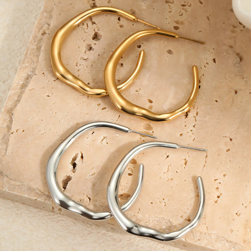 Large Hammered Gold Hoop Earrings