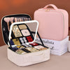 Travel Makeup Bag with USB-Powered LED Mirror