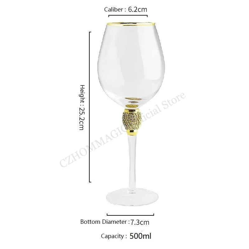 Elegant Gold-Rimmed Diamond Wine Glasses