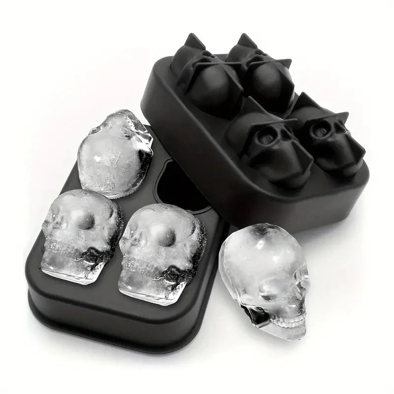 Skull and Diamond Silicone Ice Cube Mold Tray with Lid