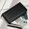 Classic Black Men's Leather Wallet with Phone Pocket