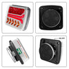 A set of magnetic wireless LED trailer lights with rechargeable batteries shown in various views.