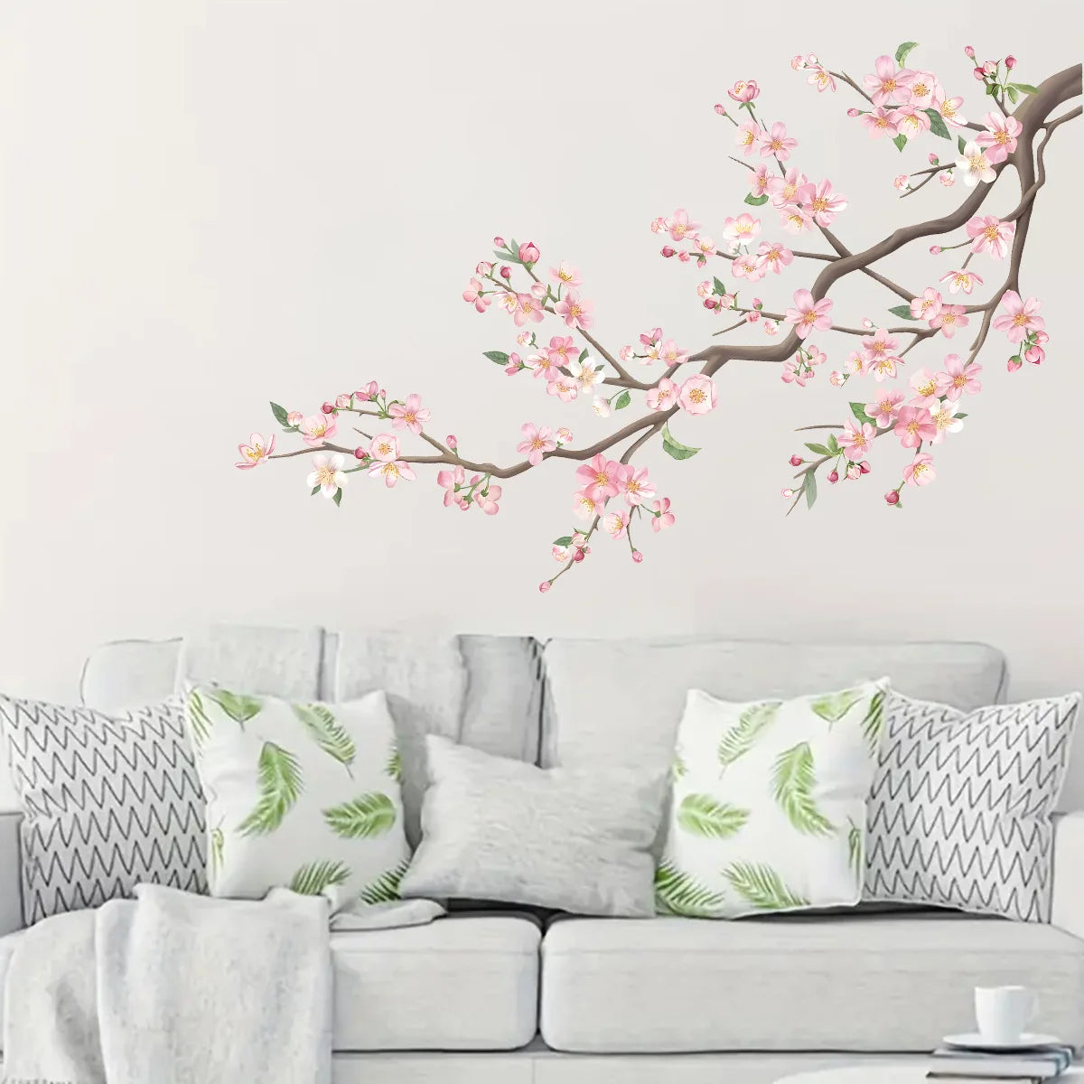 Peach Tree Branches Bird Cage Wall Decal