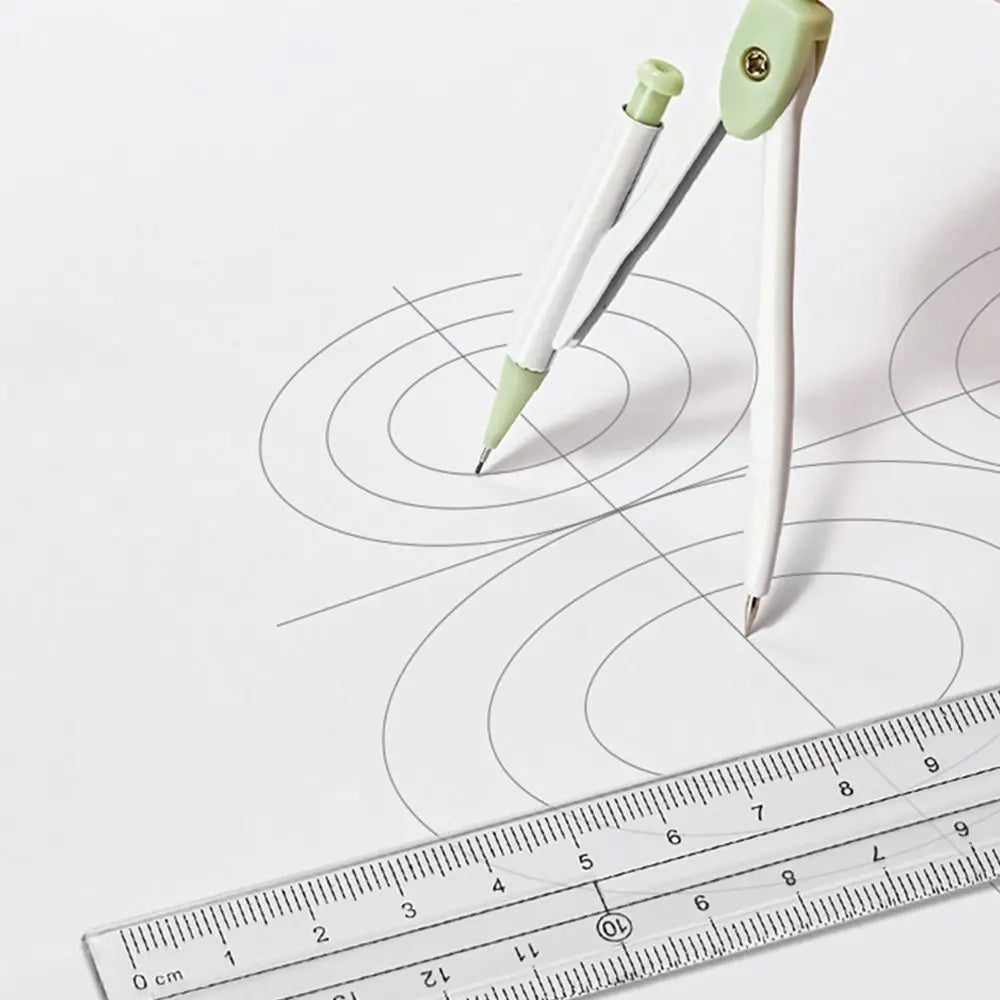 8-Piece Geometry Set – Transparent Rulers, Protractor, Compass & Eraser