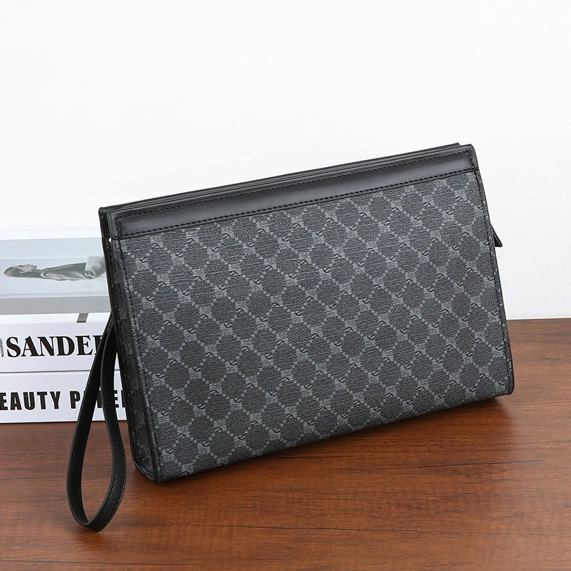 Men's PU Leather Tablet Clutch Bag with Zipper