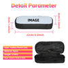 Black pencil case with a soft gray lining and dimensions 22cm x 9cm x 4cm
