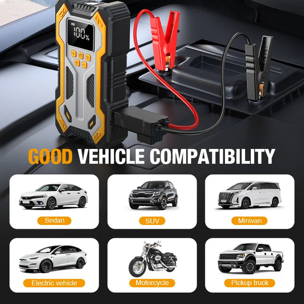Démarrage de voiture portable avec compresseur d'air intégré
